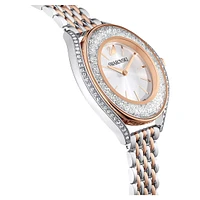 Crystalline Aura watch, Swiss Made, Metal bracelet, Rose gold tone, Mixed metal finish by SWAROVSKI