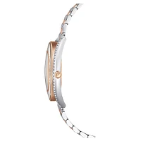 Crystalline Aura watch, Swiss Made, Metal bracelet, Rose gold tone, Mixed metal finish by SWAROVSKI