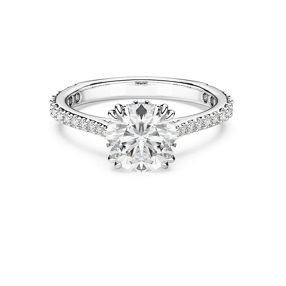 Constella cocktail ring, Round cut, Pavé, White