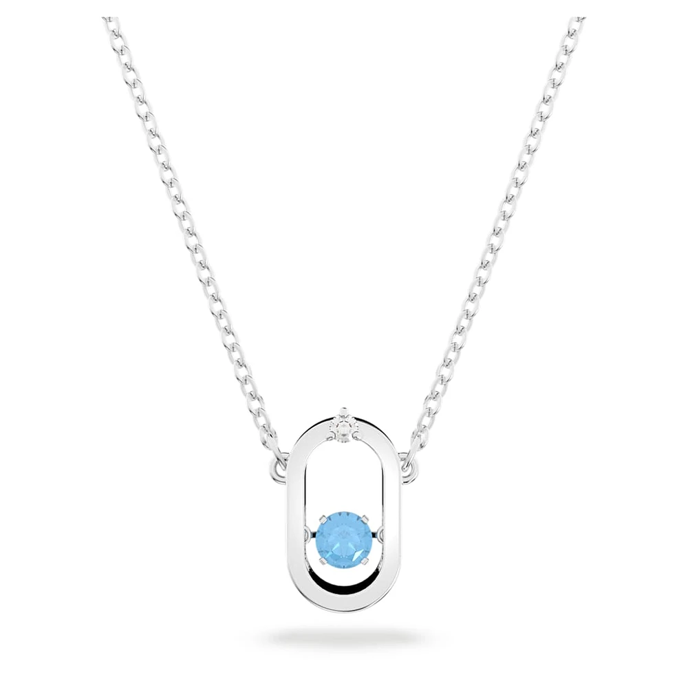 Una necklace, Round cut, Oval shape, Blue, Rhodium plated by SWAROVSKI