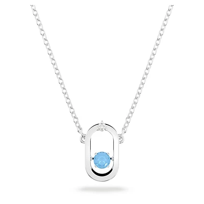 Una necklace, Round cut, Oval shape, Blue, Rhodium plated by SWAROVSKI