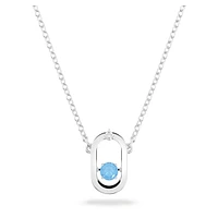Una necklace, Round cut, Oval shape, Blue, Rhodium plated by SWAROVSKI