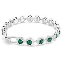 Una Angelic bracelet, Round cut, Pavé, Medium, Green, Rhodium plated by SWAROVSKI