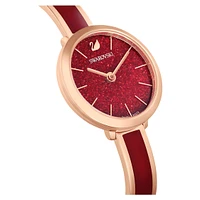 Crystalline delight watch, Swiss Made, Metal bracelet, Red, Rose gold-tone finish by SWAROVSKI