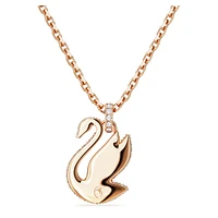Swan pendant, Swan, Medium, Pink, Rose gold-tone plated by SWAROVSKI