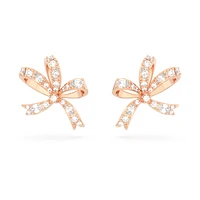 Volta stud earrings, Bow, Small, White, Rose gold-tone plated by SWAROVSKI