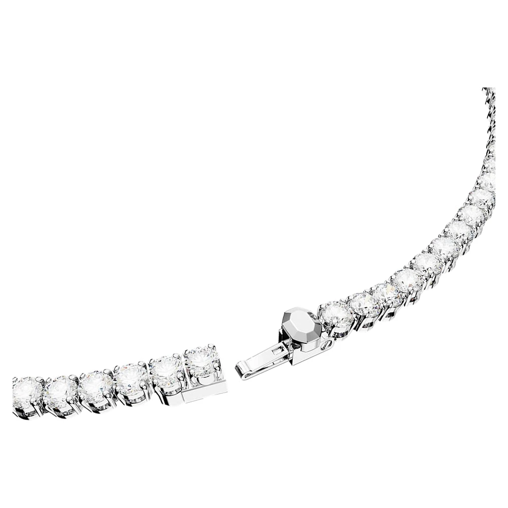 Matrix Tennis set, Round cut, White, Rhodium plated by SWAROVSKI