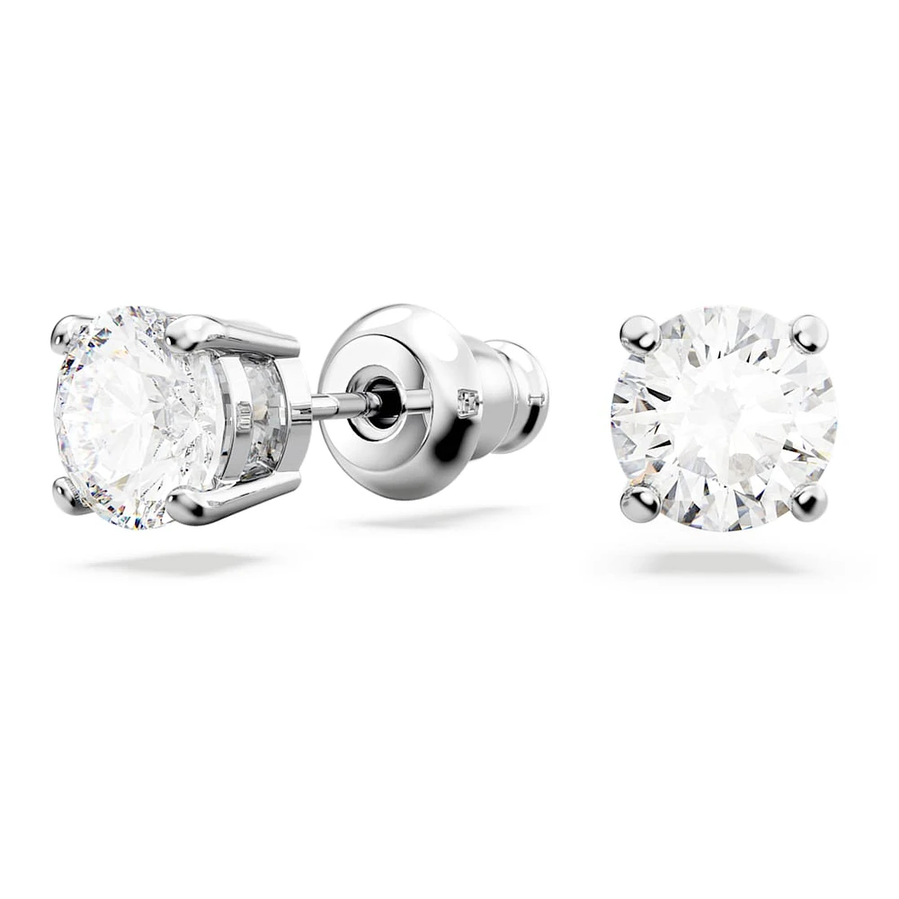 Matrix Tennis set, Round cut, White, Rhodium plated by SWAROVSKI