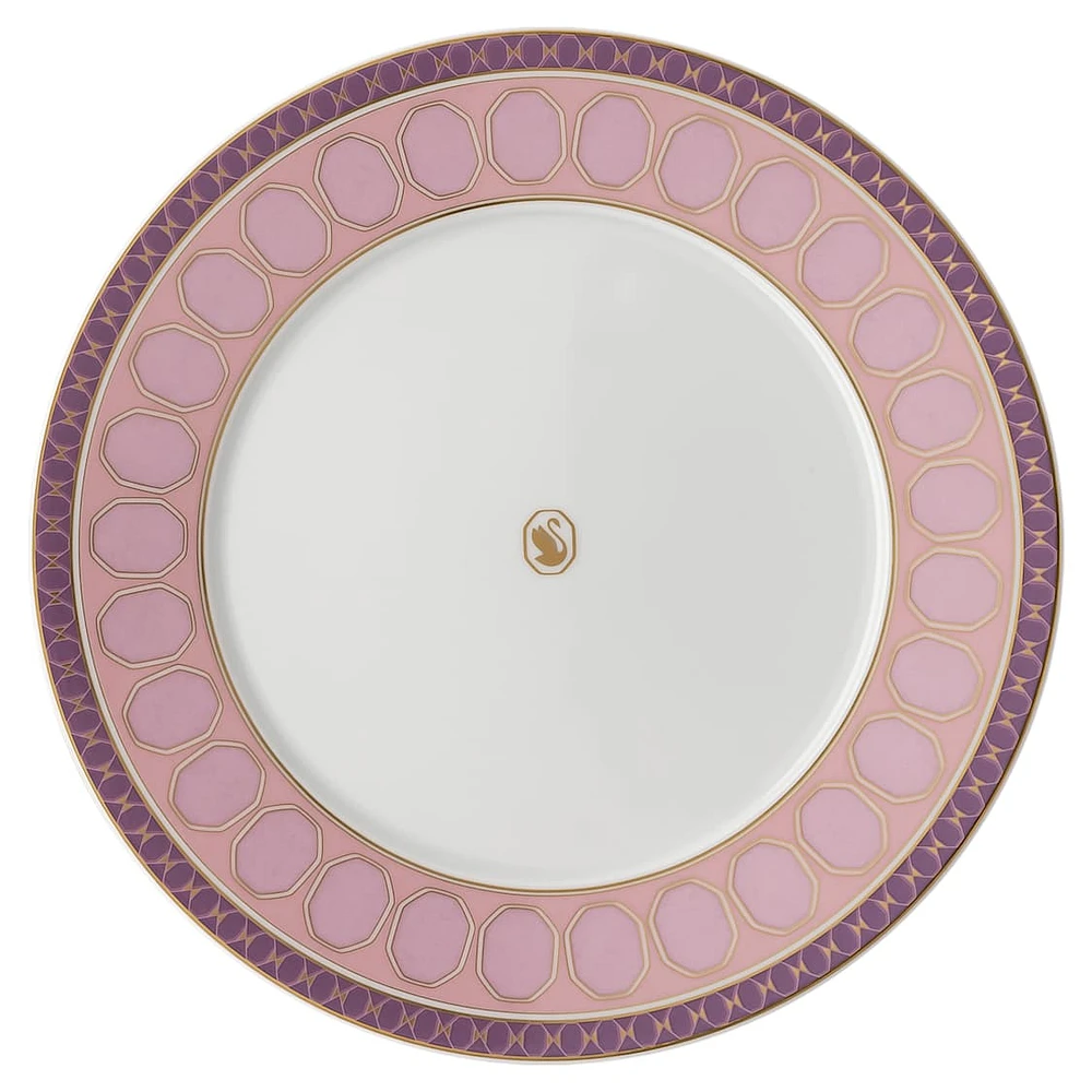 Signum dinner plate, Porcelain, Pink by SWAROVSKI