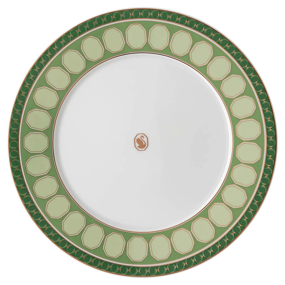 Signum dinner plate, Porcelain, Green by SWAROVSKI