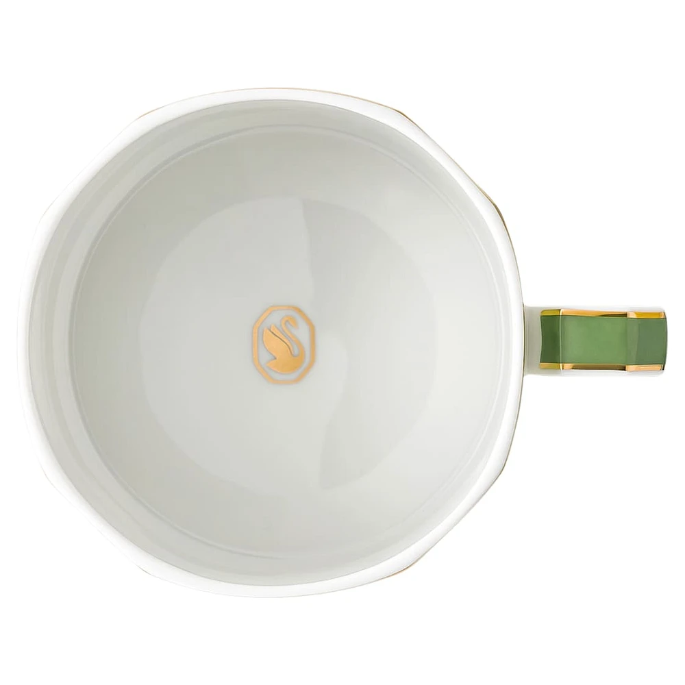 Signum teacup with saucer, Porcelain, Green by SWAROVSKI