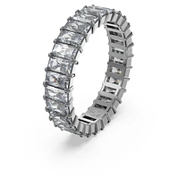 Matrix ring, Baguette cut, Gray, Ruthenium plated by SWAROVSKI