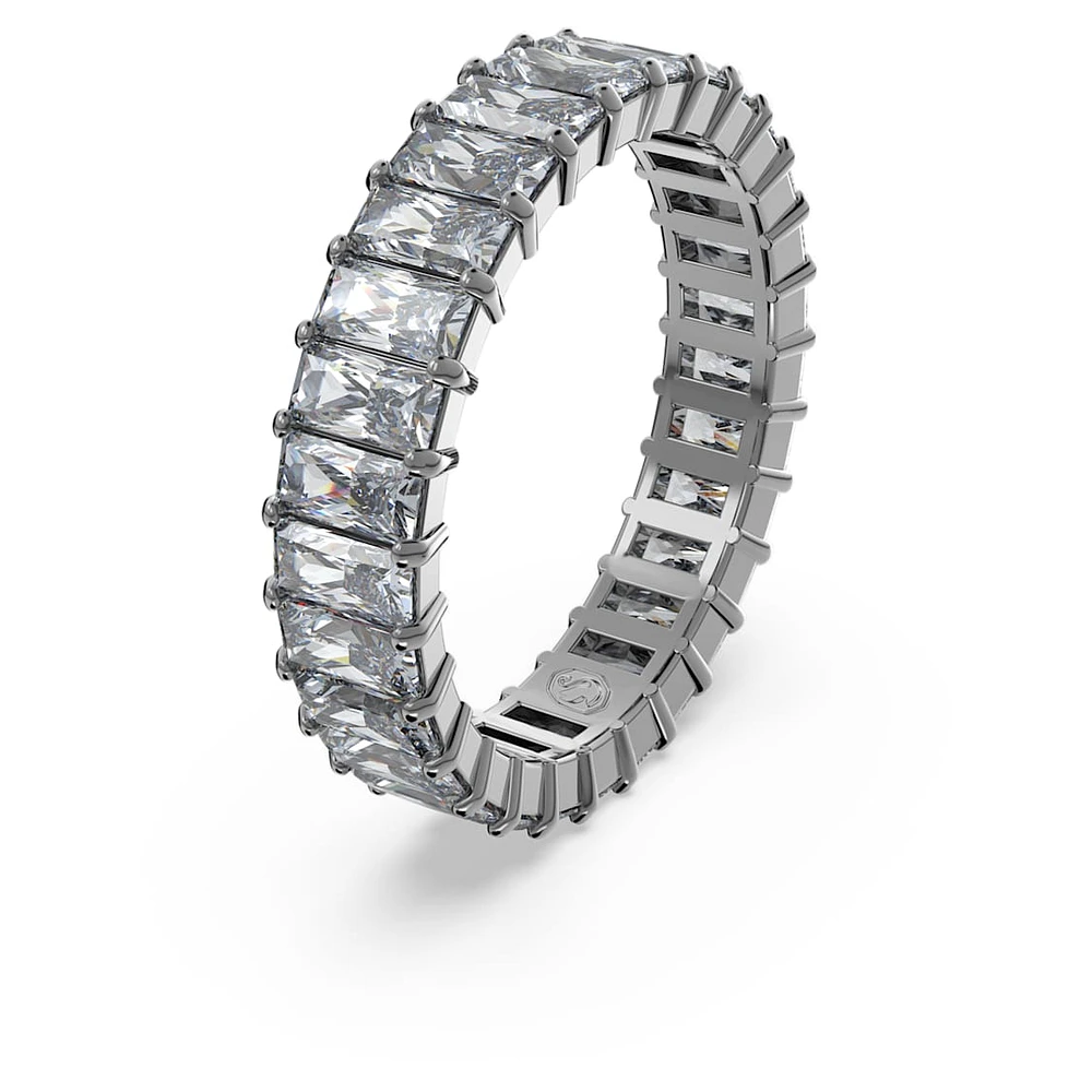 Matrix ring, Baguette cut, Grey, Ruthenium plated by SWAROVSKI