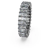 Matrix ring, Baguette cut, Gray, Ruthenium plated by SWAROVSKI