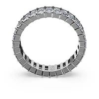Matrix ring, Baguette cut, Gray, Ruthenium plated by SWAROVSKI