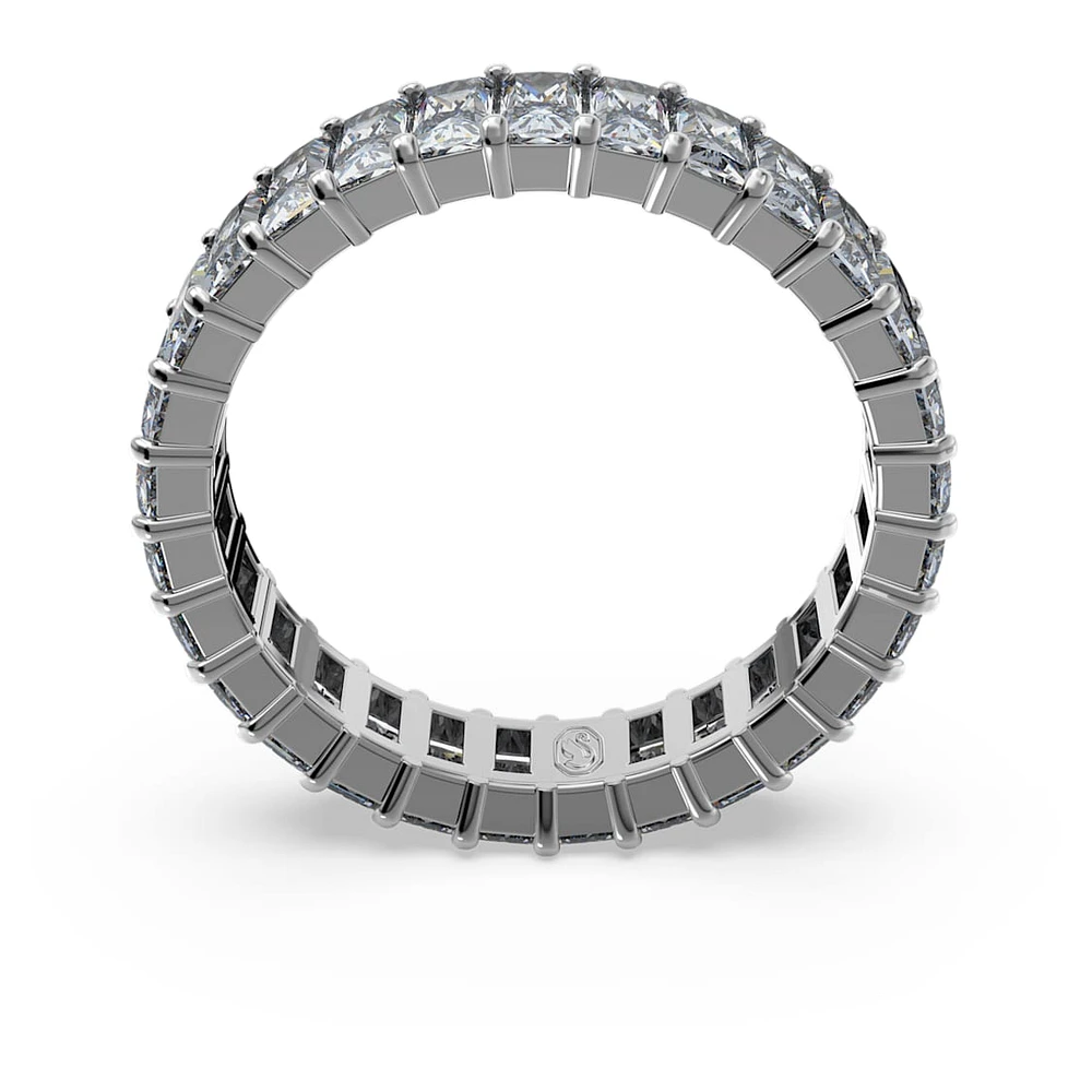 Matrix ring, Baguette cut, Grey, Ruthenium plated by SWAROVSKI
