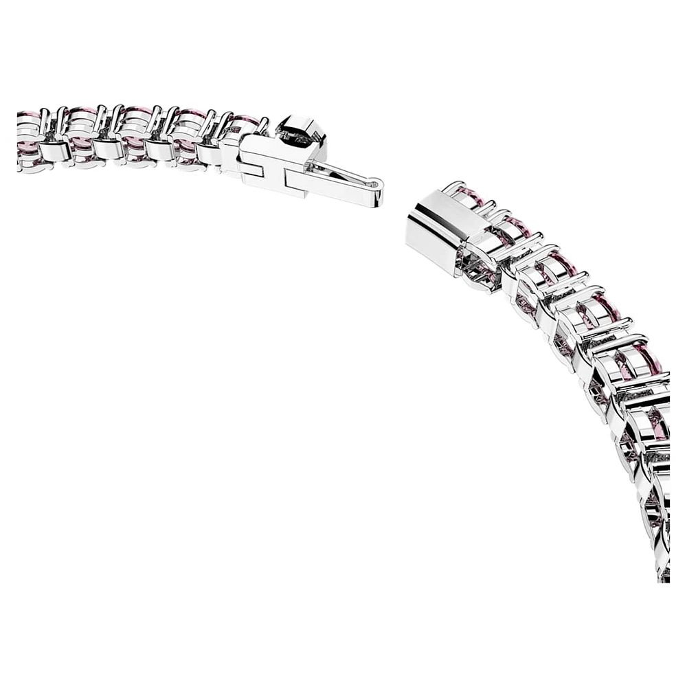 Matrix Tennis bracelet, Round cut, Pink, Rhodium plated by SWAROVSKI