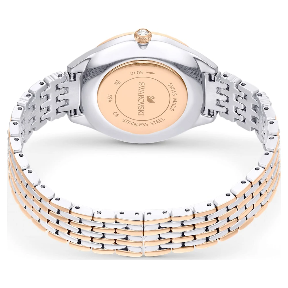Attract watch, Swiss Made, Pavé, Crystal bracelet, Rose gold tone, Mixed metal finish by SWAROVSKI