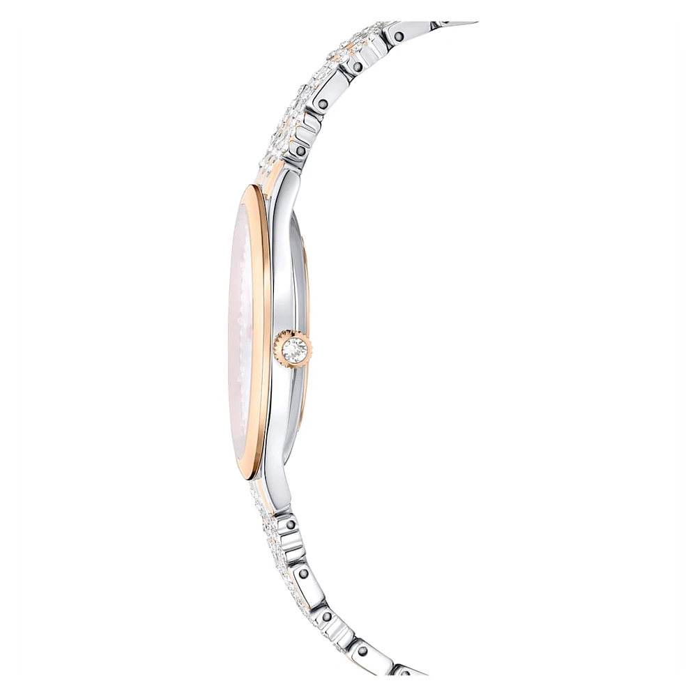 Attract watch, Swiss Made, Pavé, Crystal bracelet, Rose gold tone, Mixed metal finish by SWAROVSKI
