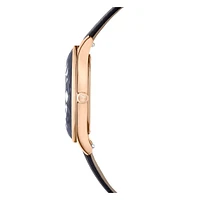 Nova watch, Swiss Made, Leather strap, Black, Rose gold-tone finish by SWAROVSKI