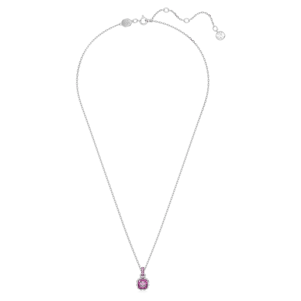 Birthstone pendant, Square cut, February, Purple, Rhodium plated by SWAROVSKI
