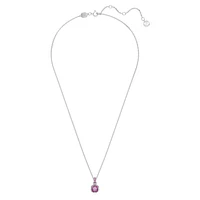 Birthstone pendant, Square cut, February, Purple, Rhodium plated by SWAROVSKI