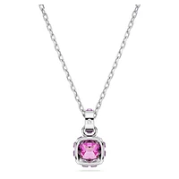 Birthstone pendant, Square cut, February, Purple, Rhodium plated by SWAROVSKI