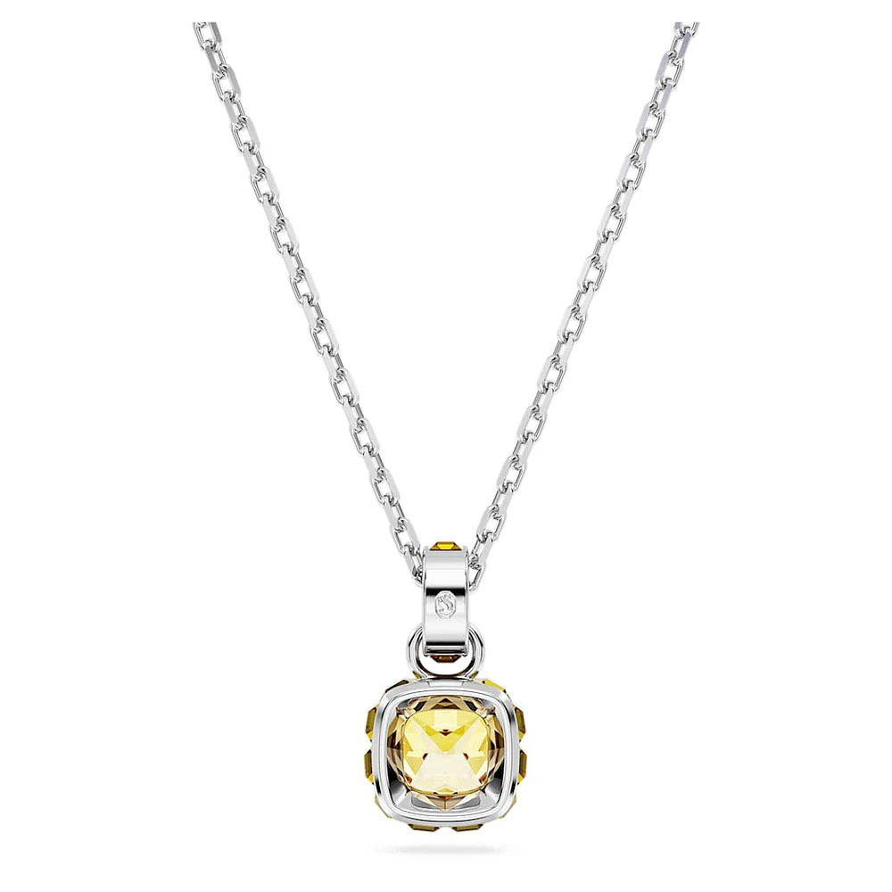 Birthstone pendant, Square cut, November, Yellow, Rhodium plated by SWAROVSKI