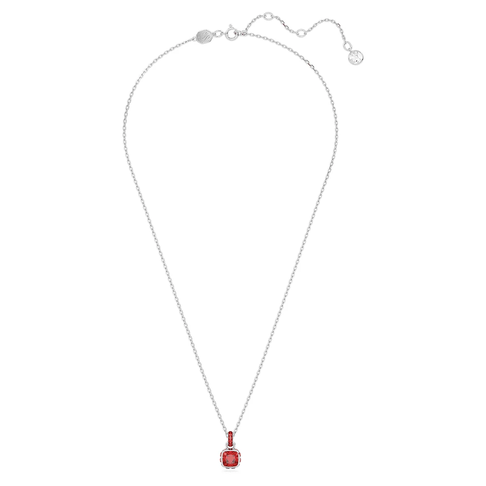 Birthstone pendant, Square cut, July, Red, Rhodium plated by SWAROVSKI