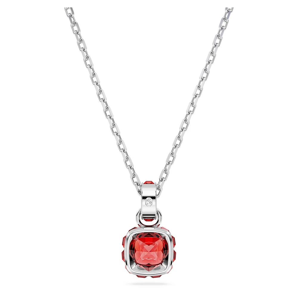 Birthstone pendant, Square cut, July, Red, Rhodium plated by SWAROVSKI