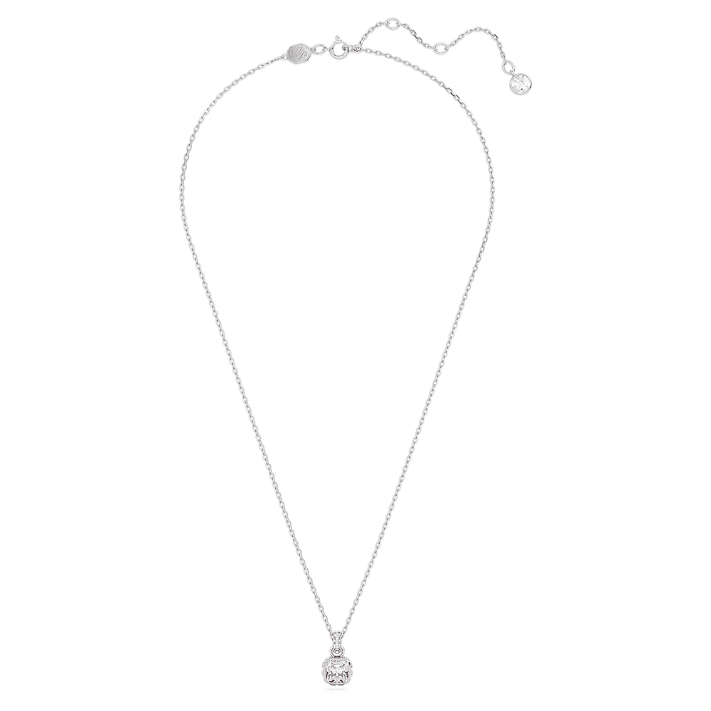 Birthstone pendant, Square cut, June, Pink, Rhodium plated by SWAROVSKI