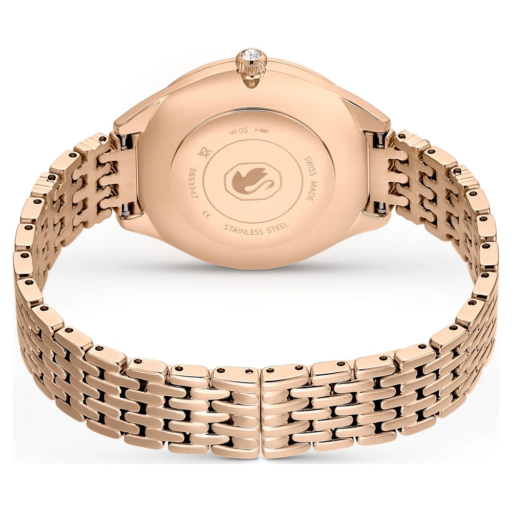 Attract watch, Swiss Made, Clover, Crystal bracelet, Rose gold tone, Rose gold-tone finish by SWAROVSKI