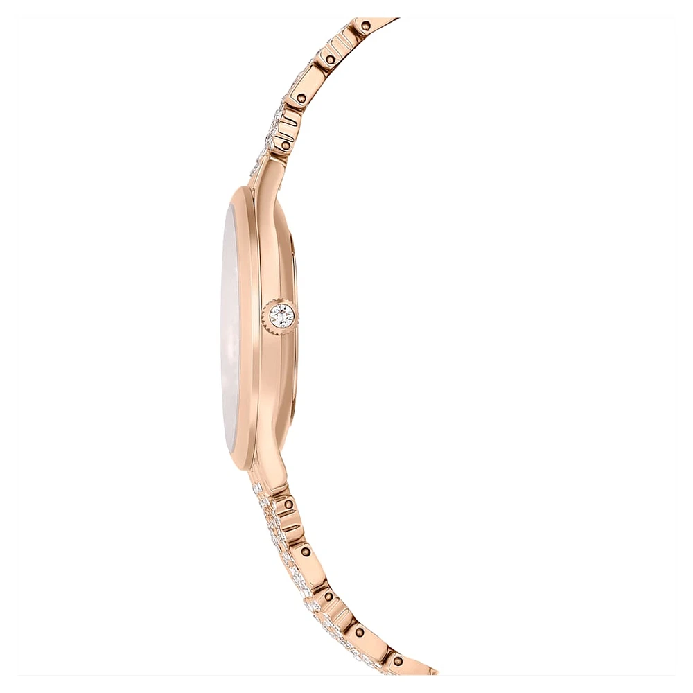 Attract watch, Swiss Made, Clover, Crystal bracelet, Rose gold tone, Rose gold-tone finish by SWAROVSKI