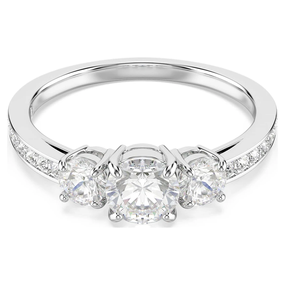 Stilla Attract ring, Round cut, White, Silver-tone finish by SWAROVSKI
