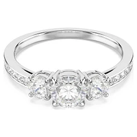 Stilla Attract ring, Round cut, White, Silver-tone finish by SWAROVSKI