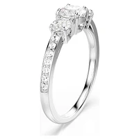 Stilla Attract ring, Round cut, White, Silver-tone finish by SWAROVSKI