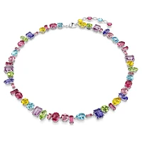 Gema necklace, Mixed cuts, Multicolored, Rhodium plated by SWAROVSKI