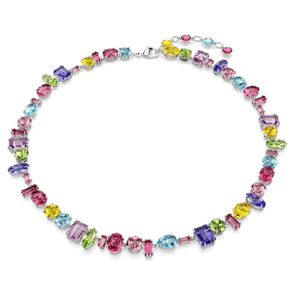 Gema necklace, Mixed cuts, Multicoloured, Rhodium plated by SWAROVSKI