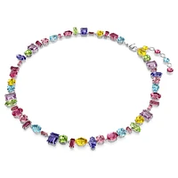 Gema necklace, Mixed cuts, Multicolored, Rhodium plated by SWAROVSKI