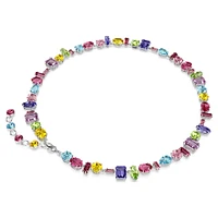Gema necklace, Mixed cuts, Multicolored, Rhodium plated by SWAROVSKI