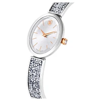 Crystal Rock Oval watch, Swiss Made, Crystal bracelet, White, Stainless steel by SWAROVSKI