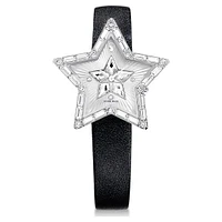Stella watch, Swiss Made, Star, Leather strap, White, Stainless steel by SWAROVSKI