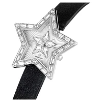 Stella watch, Swiss Made, Star, Leather strap, White, Stainless steel by SWAROVSKI