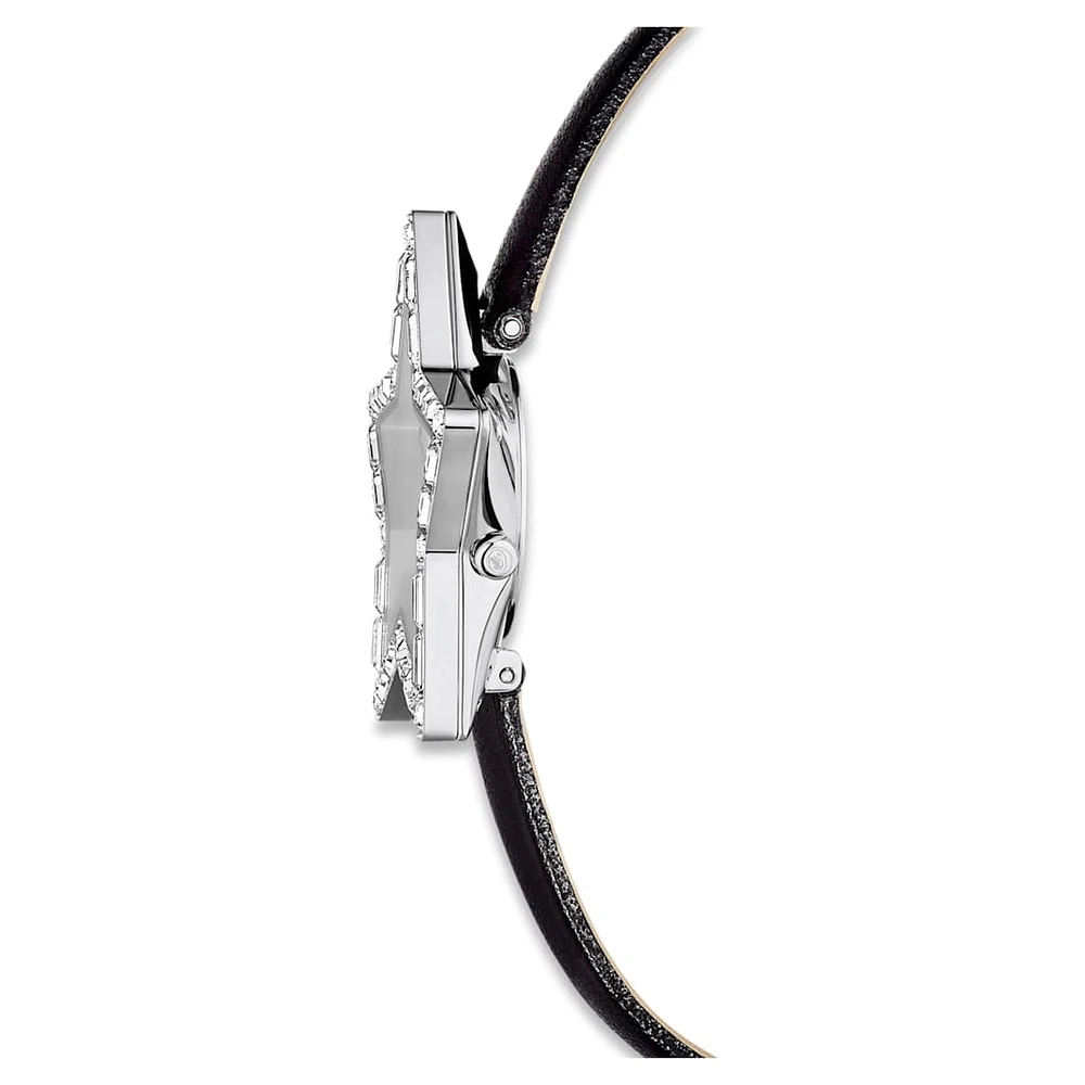 Symbolica Star watch, Swiss Made, Star, Leather strap, White, Stainless steel by SWAROVSKI