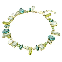Gema necklace, Mixed cuts, Green, Gold-tone plated by SWAROVSKI
