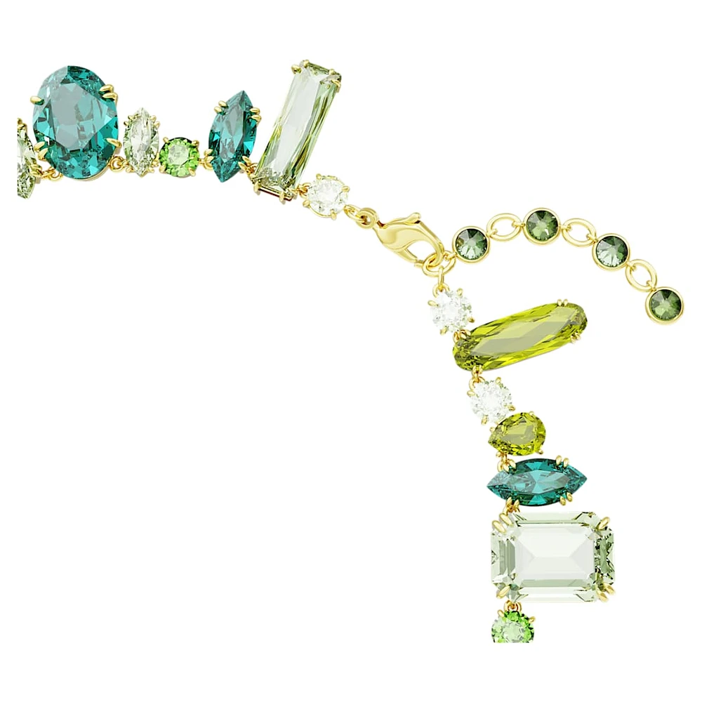 Gema necklace, Mixed cuts, Green, Gold-tone plated by SWAROVSKI