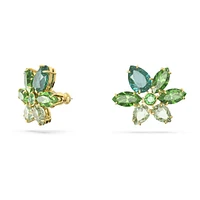 Gema stud earrings, Mixed cuts, Flower, Green, Gold-tone plated by SWAROVSKI