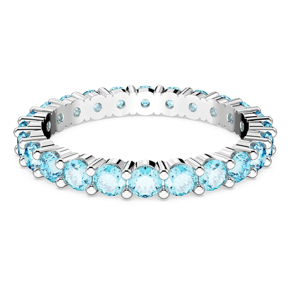Matrix ring, Round cut, Blue, Rhodium plated by SWAROVSKI
