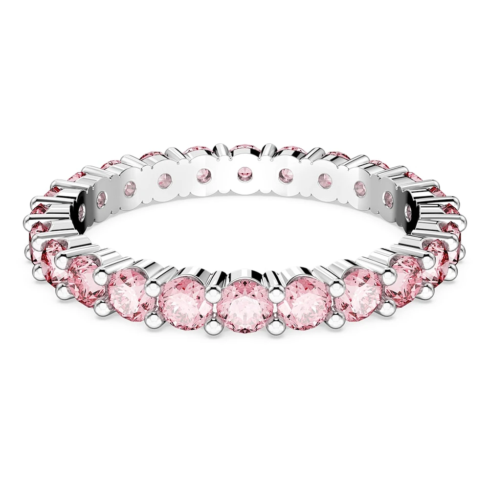 Matrix ring, Round cut, Pink, Rhodium plated by SWAROVSKI