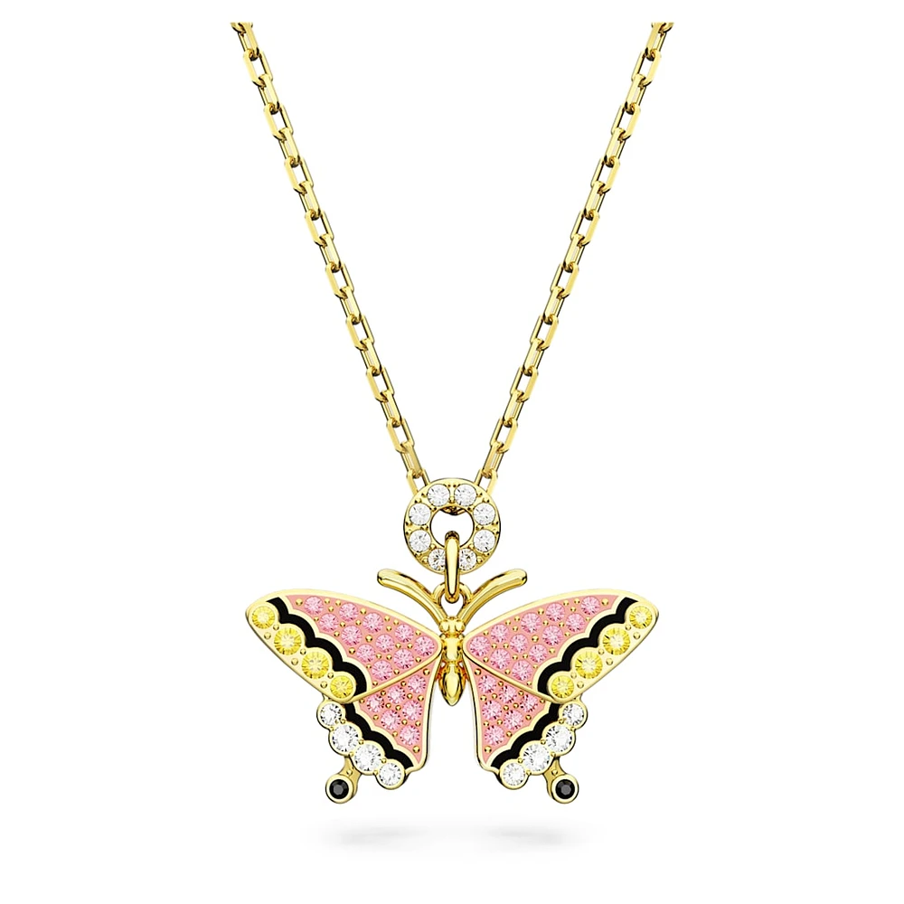 Idyllia pendant, Butterfly, Multicoloured, Gold-tone plated by SWAROVSKI